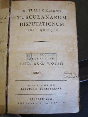 Phil 430 Cic 1e: Tusculanarum disputationum (1792);- (unbekannt), Von Hand: Nummer; 'No. 4.'. 