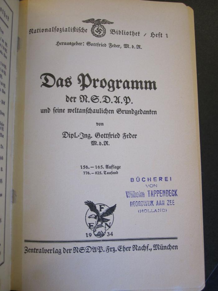 Pol 587 64: Das Programm der N.S.D.A.P. und seine weltanschaulichen Grundgedanken (1934)