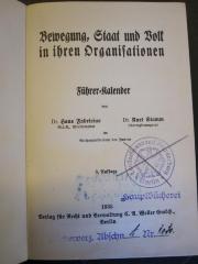Pol 325 11: Bewegung, Staat und Volk in ihren Organisationen : Führer-Kalender (1935)