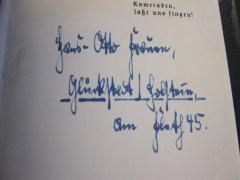 - (Frauen, Hans-Otto), Von Hand: Autogramm; 'Hans-Otto Frauen, Glückstadt / Holstein
am  [...] 45'. 