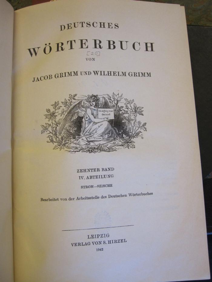 S 160 1_10,4: Deutsches Wörterbuch von Jacob Grimm und Wilhelm Grimm (1942)