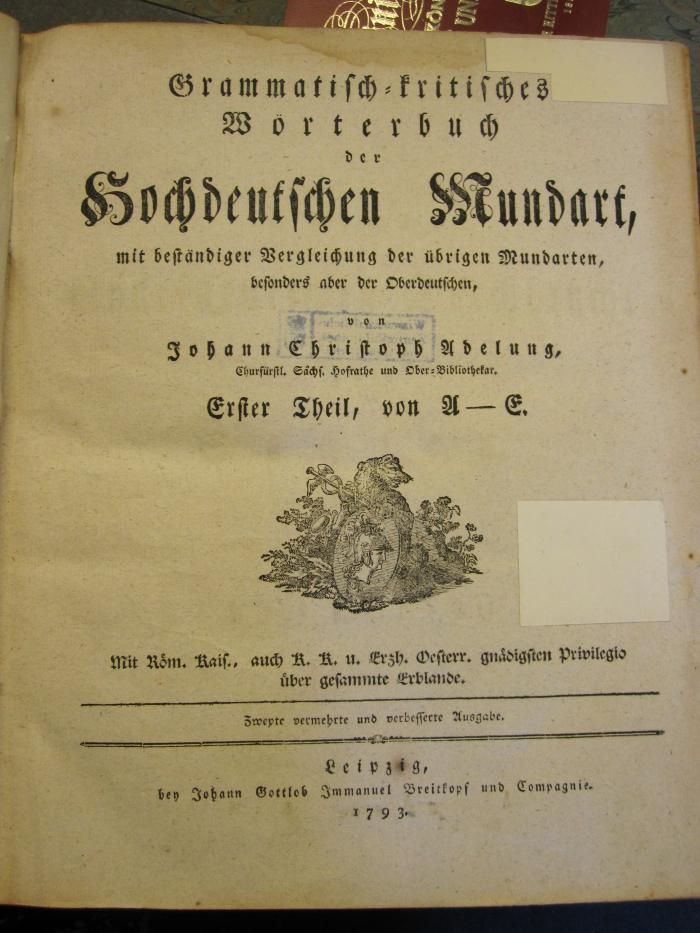 S 160 9_1: Grammatisch-kritisches Wörterbuch der Hochdeutschen Mundart (1793)