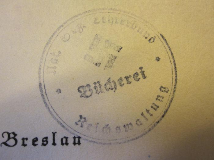Pä 150 222: Biologische Pädagogik : Gedanken über den Einfuss erbbiologischer Erkenntnisse auf unsere Anschauungen über Erziehung und Unterricht (1934);- (Nationalsozialistischer Lehrerbund), Stempel: ; 'Nat. Soz. Lehrerbund Bücherei Reichswaltung'. 