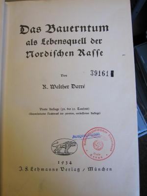 Soz 375 36: Das Bauerntum als Lebensquell der Nordischen Rasse (1934)