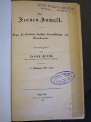 Soz 295 18_ 2.1871/72: Der Frauen-Anwalt. (1872)