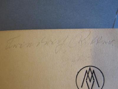 Soz 765 23: Bevölkerungsfragen, Bauerntum und Rassenhygiene (1934);- (Ritter, Friedrich), Von Hand: Autogramm; 'Friedrich Ritter'. 