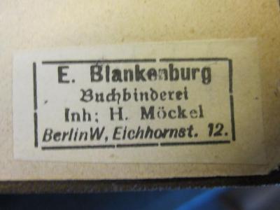 Soz 335 25: 3 1/2 Monate Fabrik-Arbeiterin (1893);50 / 9508 (Blankenburg, E. (Buchbinder)), Etikett: Buchbinder; 'E. Blankenburg Buchbinderei Inh: H. Möckel BerlinW, Eichhorst. 12.'. 