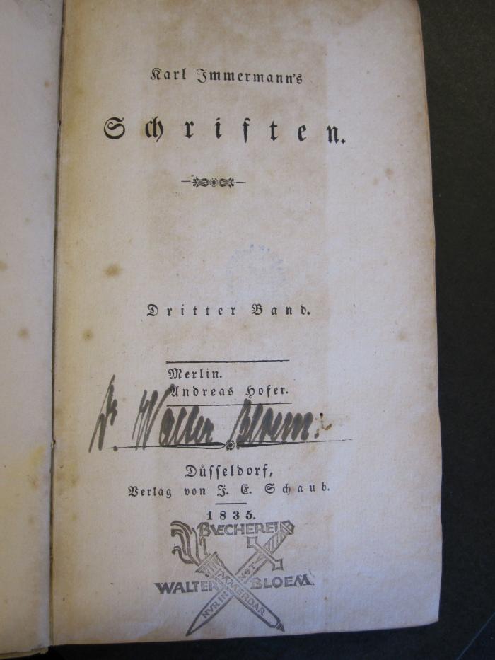  Karl Immermann's Schriften (1835)