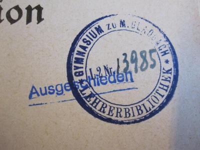 Soz 230 40: 1000 Jahre deutsche Kolonisation und Siedlung : Rückblick und Vorschau zu neuem Aufbruch ([1943]);- (Gymnasium zu M. Gladbach Lehrerbibliothek), Stempel: -; 'Gymnasium zu M. Gladbach Lehrerbibliothek'. 