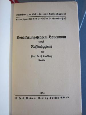 Soz 765 23: Bevölkerungsfragen, Bauerntum und Rassenhygiene (1934)