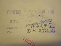- (Intelligence Library), Stempel: -; 'Control Commission for Germany (BE) Intelligence Library Accession No: 16429 Classmark: DK 272'. 