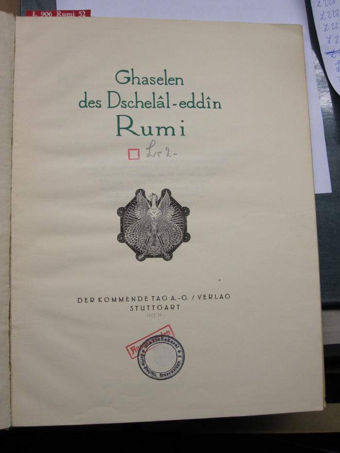L 906 Rumi 52: Ghaselen des Dschelal-eddin Rumi