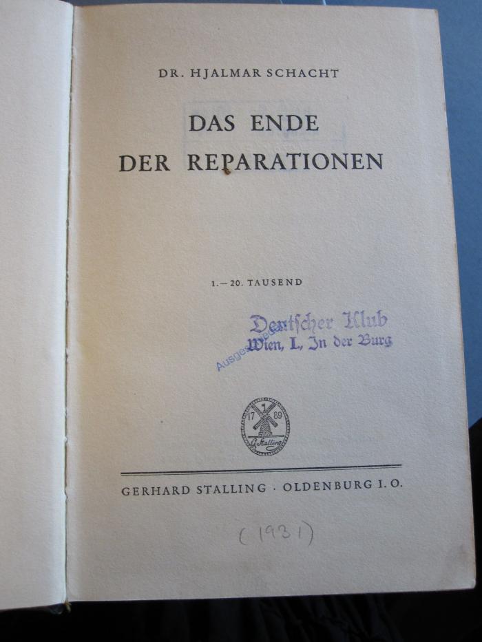 Wi 111 6: Das Ende der Reparationen (1931)