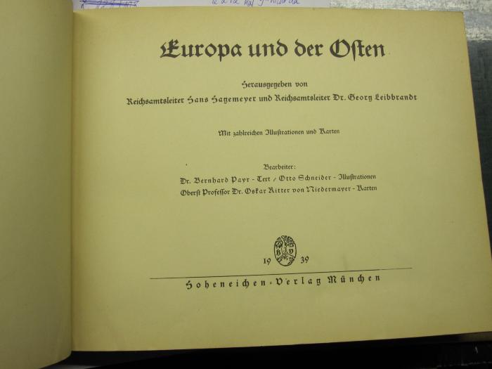 G 302 186: Europa und der Osten (1939)