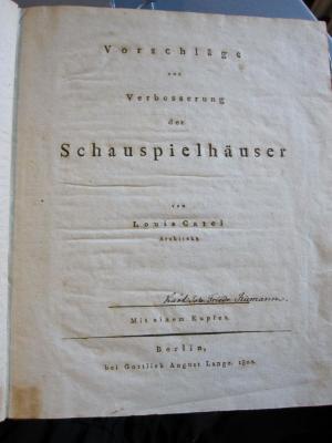 Th 230 1: Vorschläge zur Verbesserung der Schauspielhäuser