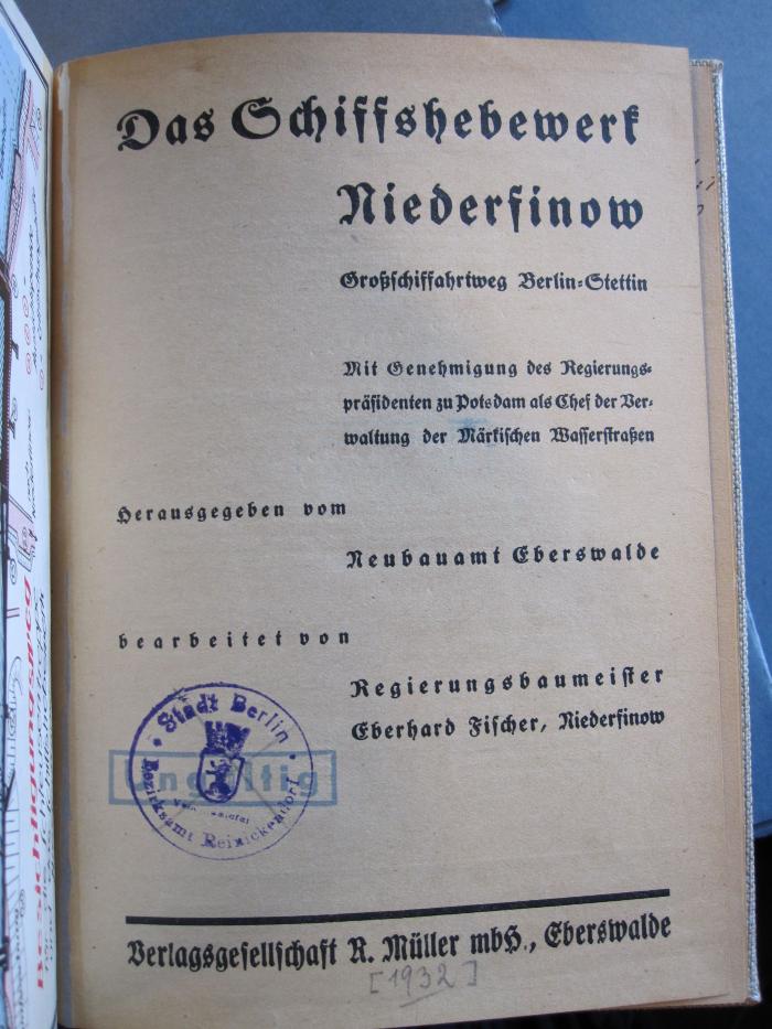 J 932 31: Das Schiffshebewerk Niederfinow ([1932])