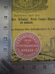 J / 1 (Buchhandlung F. Schneider &amp; Co. (Berlin)), Etikett: Buchhändler, Name, Ortsangabe; 'F. Schneider &amp; Co. Buch- und Kunsthandlung Berlin Unter d. Linden 21.'.  (Prototyp)