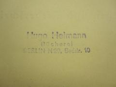 45 / 2549 (Hugo Heimann Bücherei), Stempel: Name, Ortsangabe; 'Hugo Heimann 
Bücherei 
Berlin N20, Badstr. 10'.  (Prototyp)
