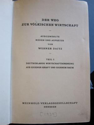Wi 138 76_1.2: Der Weg zur völkischen Wirtschaft ([1939])