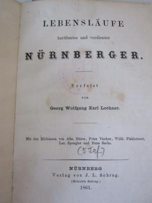 Ok 346: Lebensläufe berühmter und verdienter Nürnberger (1861)
