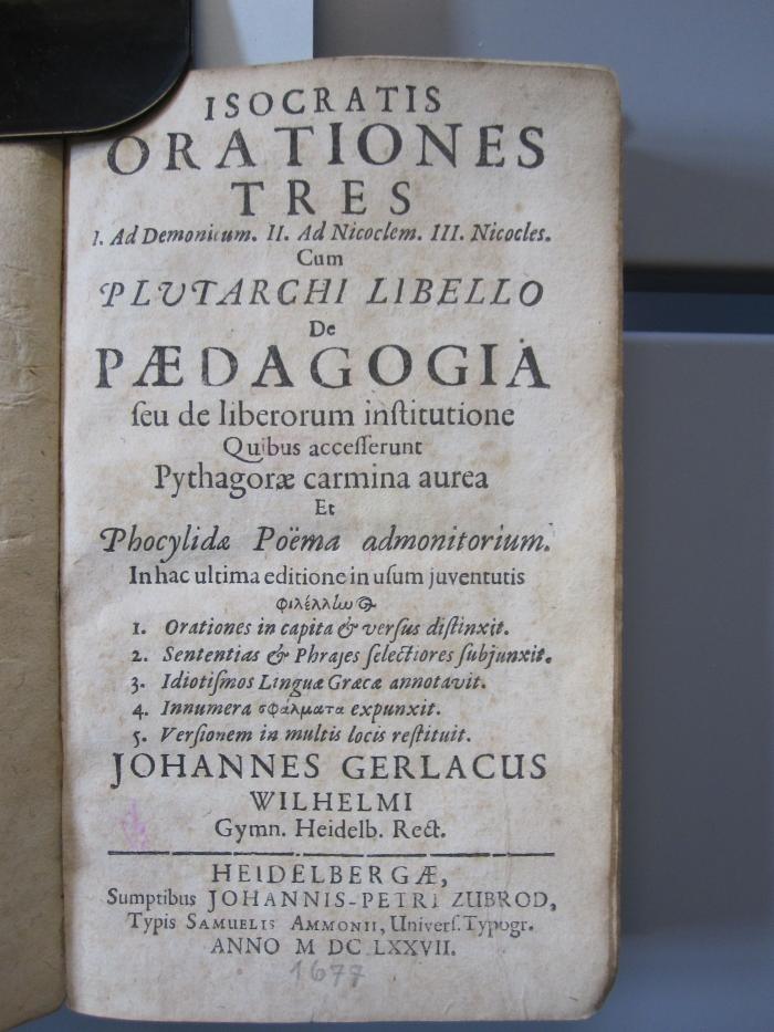 Cn 715: Isocratis orationes tres ... (1677)