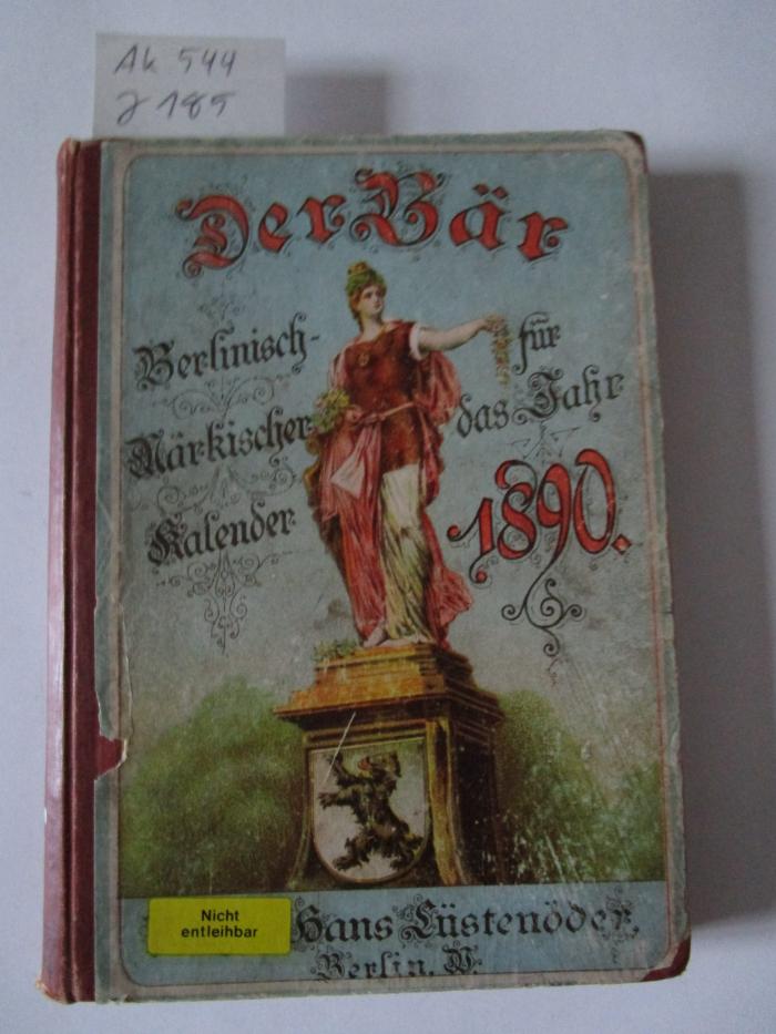Ak 544: Der Bär : Berlinisch-märkischer Kalender für das Jahr 1890 (1889)