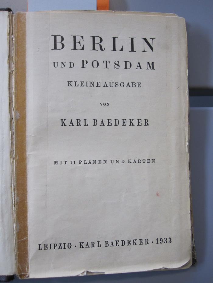 Bk 274: Berlin und Potsdam : kleine Ausgabe (1933)