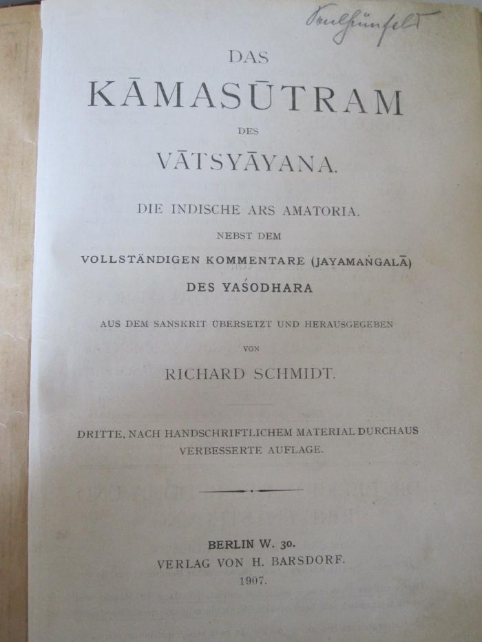 Ko 506 c: Kamasutram des Vatsyayana, Das (1907)