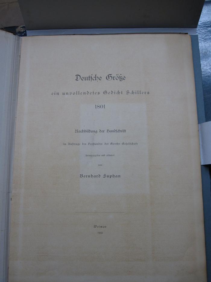 L 228 506 Sonderbd: Deutsche Größe : ein unvollständiges Gedicht Schillers (1902)