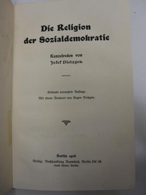 MB 1214;MB 1,65,34,1 D-R ; ;: Die Religion der Sozialdemokratie (1906)