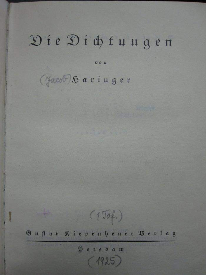 Cm 5738 1: Die Dichtungen (1925)