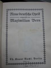 Ch 473: Neue deutsche Lyrik (um 1920)