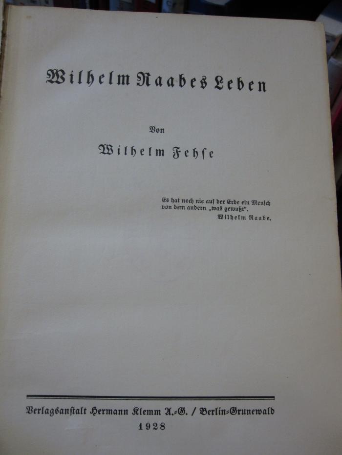 Cg 52: Wilhelm Raabes Leben (1928)