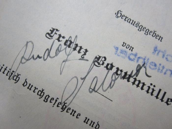 Cl 450: Lessings Werke ([1884]);G45 / 240 (Salomon, Rudolf), Von Hand: Autogramm, Name; 'Rudolf Salomon'. 