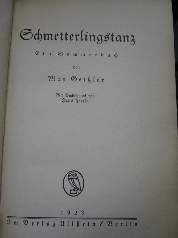 Cm 5759: Schmetterlingstanz : Ein Sommerbuch (1923)