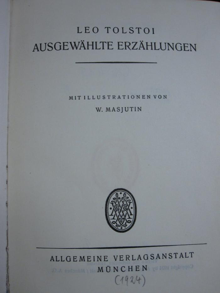 Cu 415: Ausgewählte Erzählungen (1924)