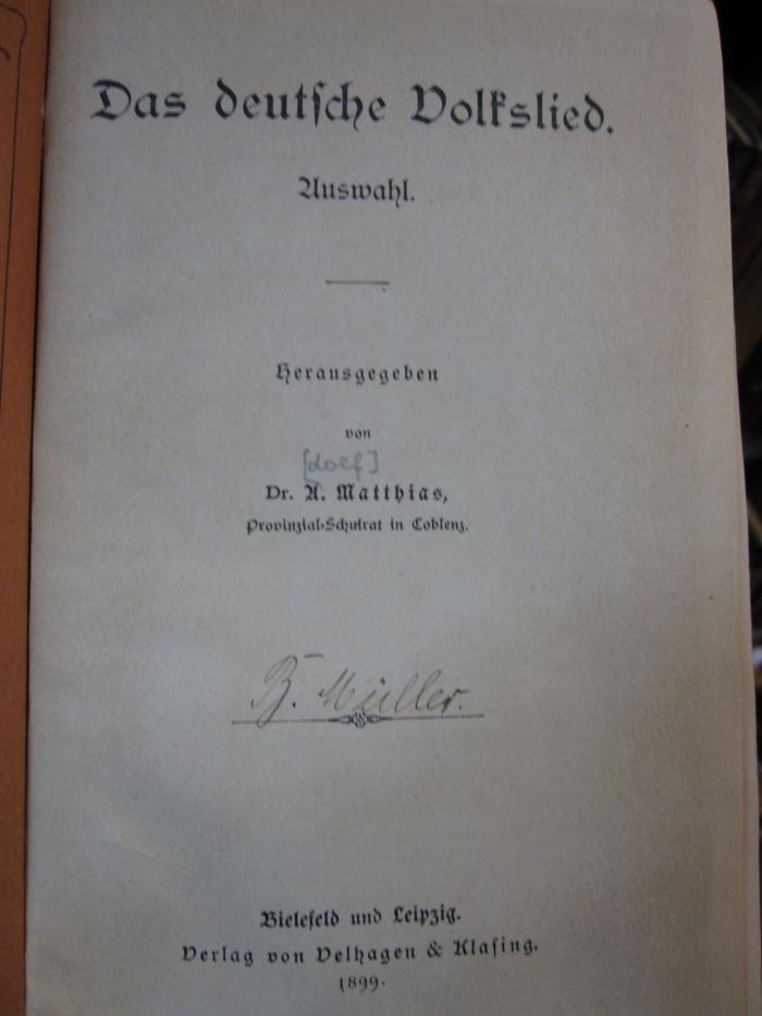 Ci 157: Das deutsche Volkslied : Auswahl (1899)