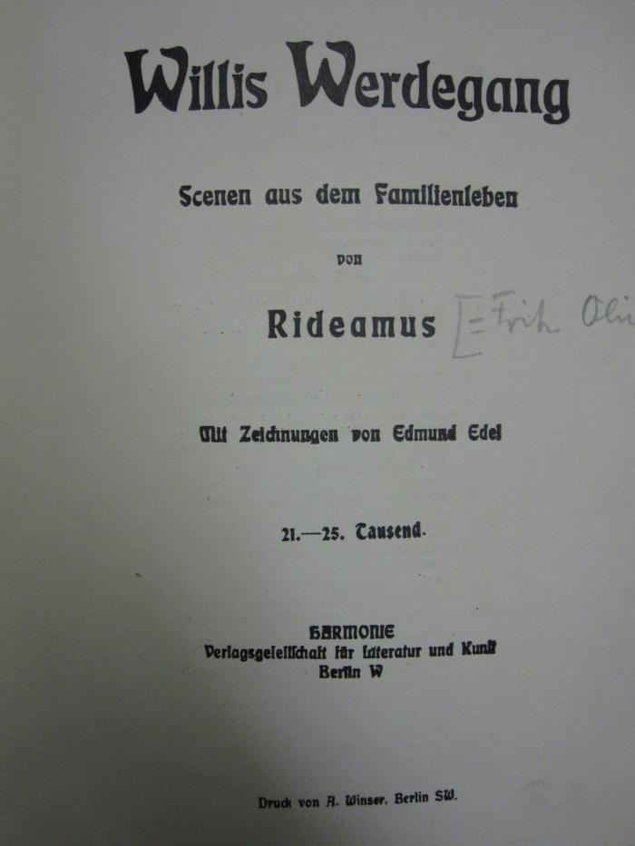 Cm 3640 1925: Willis Werdegang ([1925])