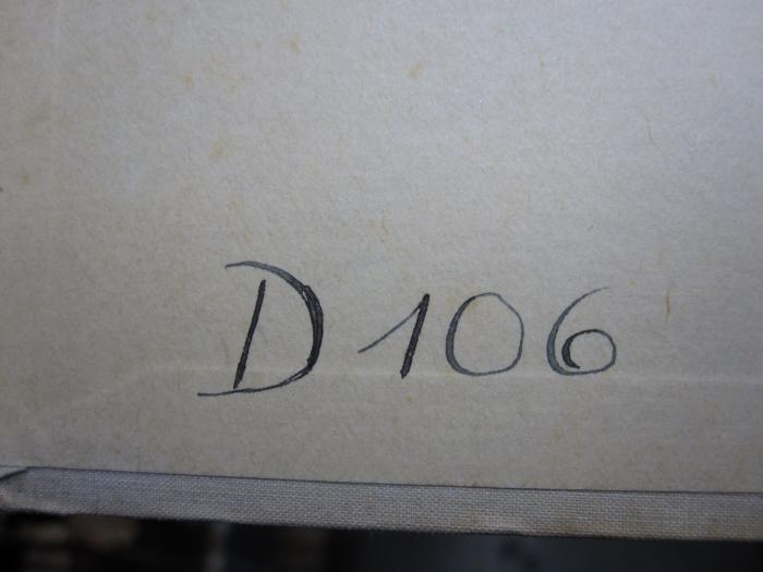 Cn 743: Rhodos (1929);G45 / 1394 (unbekannt), Von Hand: Inventar-/ Zugangsnummer, Nummer; 'D 106'. 
