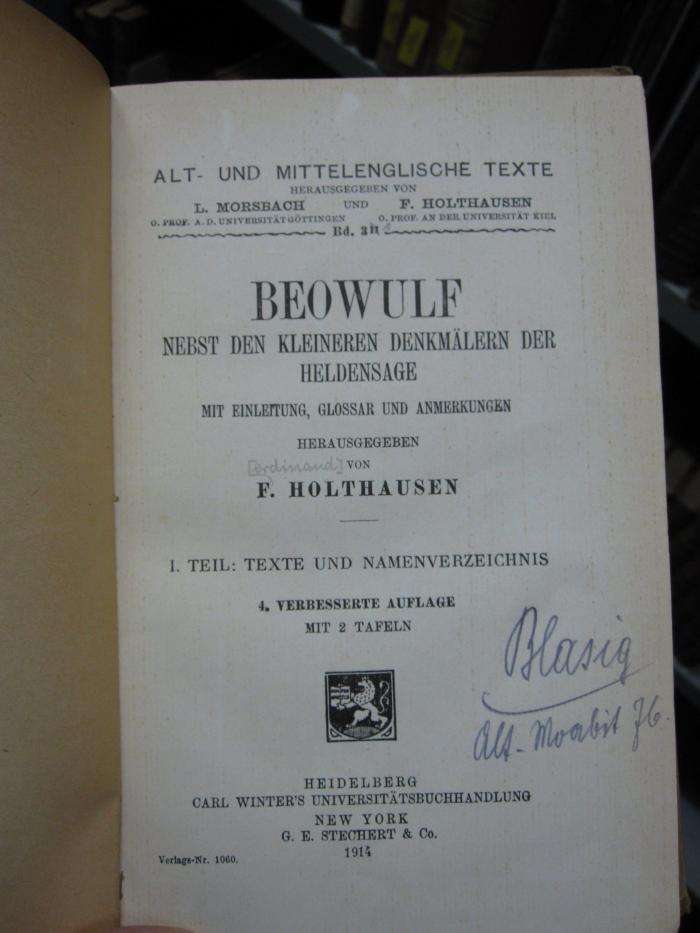Cq 888 d 1-2: Beowulf (1914)