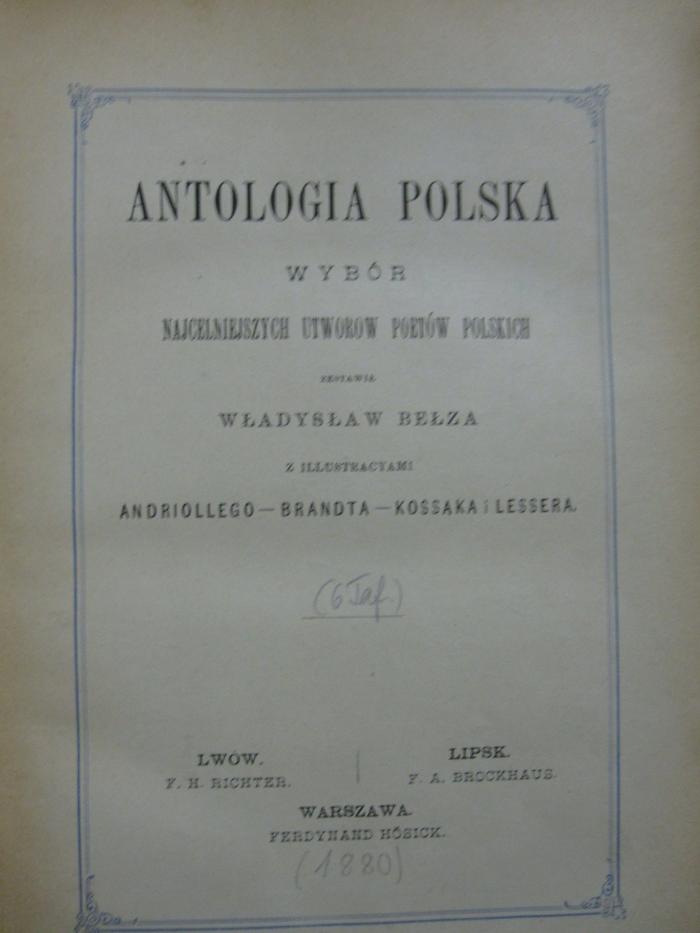 Cu 457: Antologia Polska (1880)