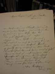 G45 / 1578 (Sack, Karl), Von Hand: Widmung; 'Herrn Regierungsbmt. Sack Berlin. Der Straßenbauer Sack hau ruck, der baut die Straßen hau ruck zuck, Er Baut sie ohne Riß, toi, toi für jed Erfordernis, ahoi! [etc..] Der verfasser Aug. 1940'. 