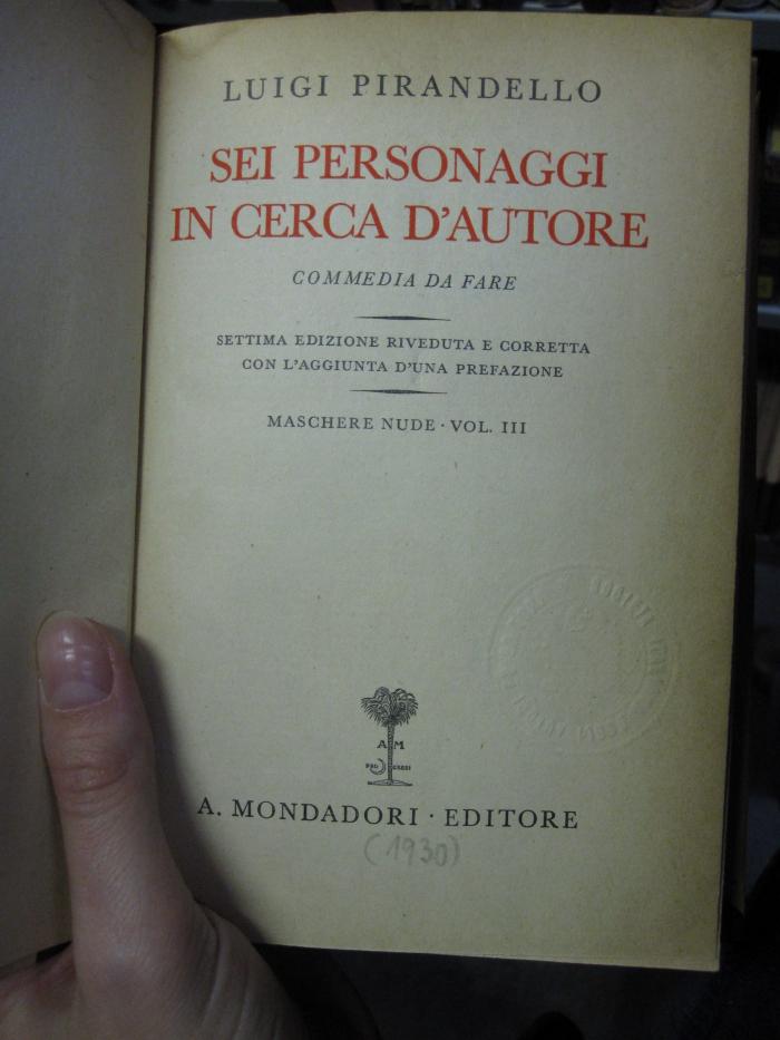 Ct 1419 g: Sei personaggi in cerca d'autore (1930)