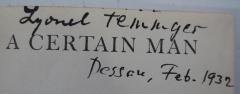 G45 / 1491 (Feininger, Lyonel), Von Hand: Autogramm, Name, Ortsangabe, Datum; 'Lyonel Feininger 
Dessau, Feb. 1932'. 