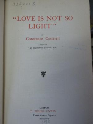 Cq 1708: Love is not so light (1898)