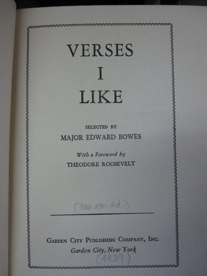 Cq 1705 1939: Verses I like (1939)