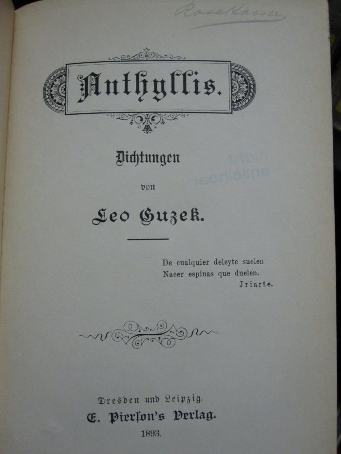 Cm 5920: Anthyllis : Dichtungen (1893)