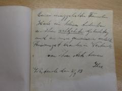 G45 / 2307 ([?], Hede (Widmung von Ilse)), Von Hand: Name, Ortsangabe, Datum, Widmung; 'Meiner innig geliebten Freundin Hede ein kleines Andenken an ihrem achtzehnten Geburtstag und an unserer gemeinsam verlebte Pensionszeit besonders in Westende von ihrer stehts treuen Ilse 
Westende den 7/9 13'. 