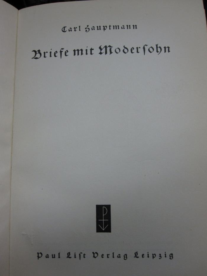 Cg 766: Briefe mit Modersohn (1922)