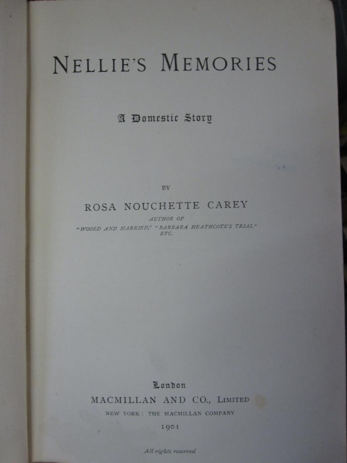 Cq 1714 1901: Nellie's Memories (1901)